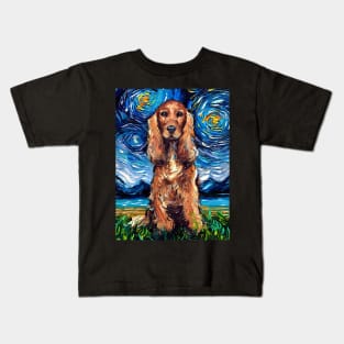 Red Cocker Spaniel Starry Night Kids T-Shirt